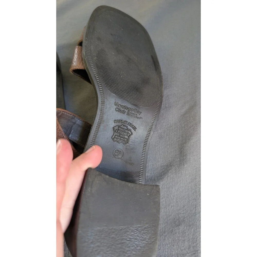 Montego Bay Club Leather Size 8.5 Sandals Made In Brazil Women's Shoes